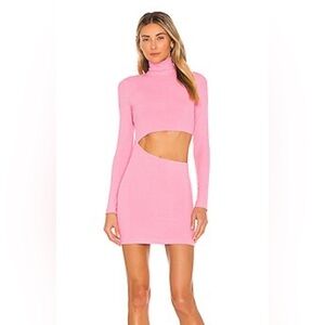Superdown Elegant Pink Cut-Out Turtleneck Dress